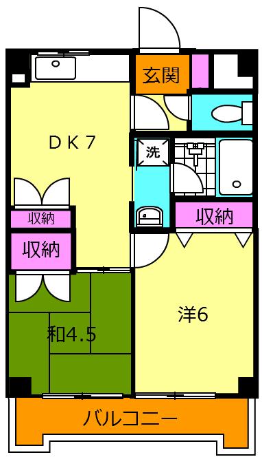 アーバンハイツ(2DK/3階)の間取り写真