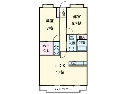 リバーサイド衣浦(2LDK/3階)の間取り写真