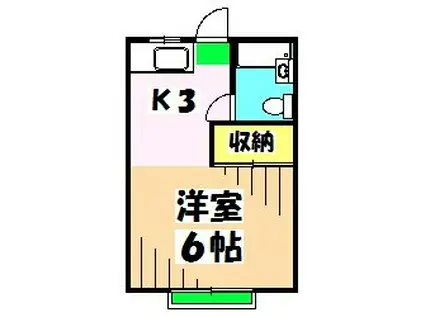 コーポエルム(ワンルーム/2階)の間取り写真