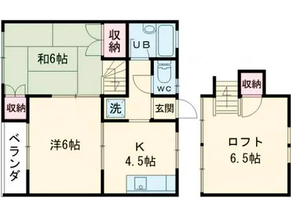 フラットアウトⅡ(2DK/2階)の間取り写真