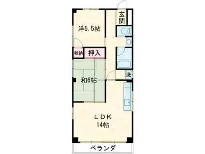 アルカディア高崎(2LDK/5階)の間取り写真