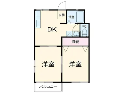 K2ハイツ(2DK/2階)の間取り写真