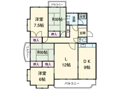 第2朋友レジデンス(4LDK/3階)の間取り写真