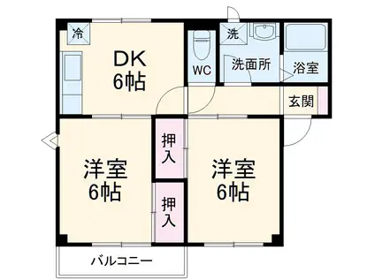 ドミールB(2DK/1階)の間取り写真