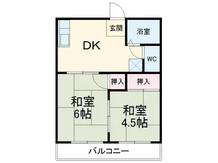 メゾン松本Ⅰ(2DK/1階)の間取り写真