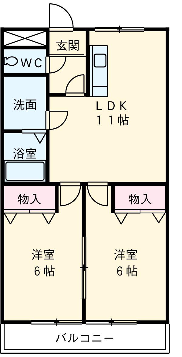クレールモリ3(2LDK/2階)の間取り写真