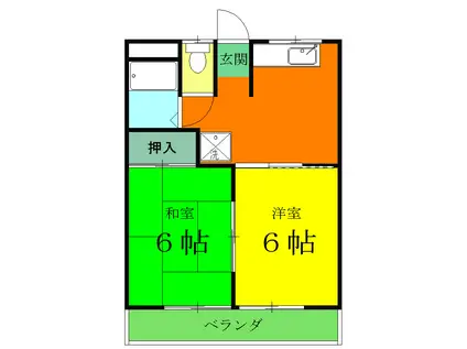 横山ハイツA(2DK/2階)の間取り写真