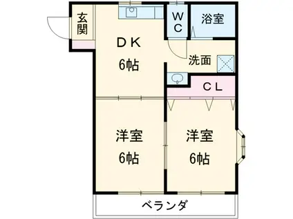 高崎マンション(2DK/4階)の間取り写真