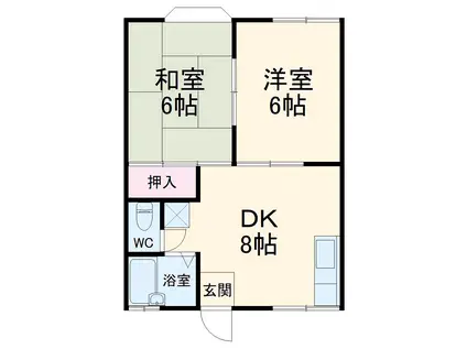 秋谷グリーンビラB(2DK/1階)の間取り写真