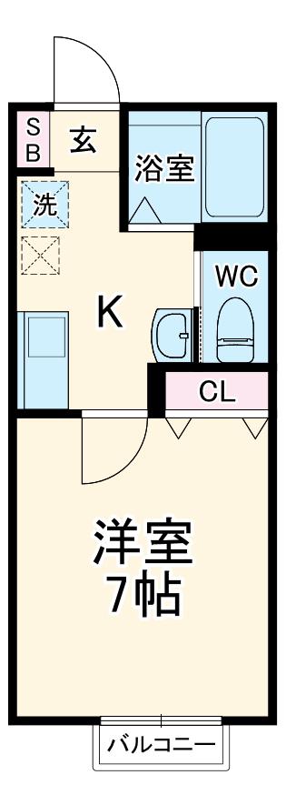 キャメル谷塚Ⅳ(1K/2階)の間取り写真