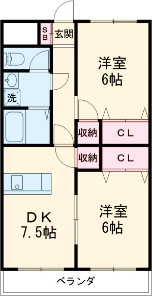 エトワールガレ(2DK/2階)の間取り写真