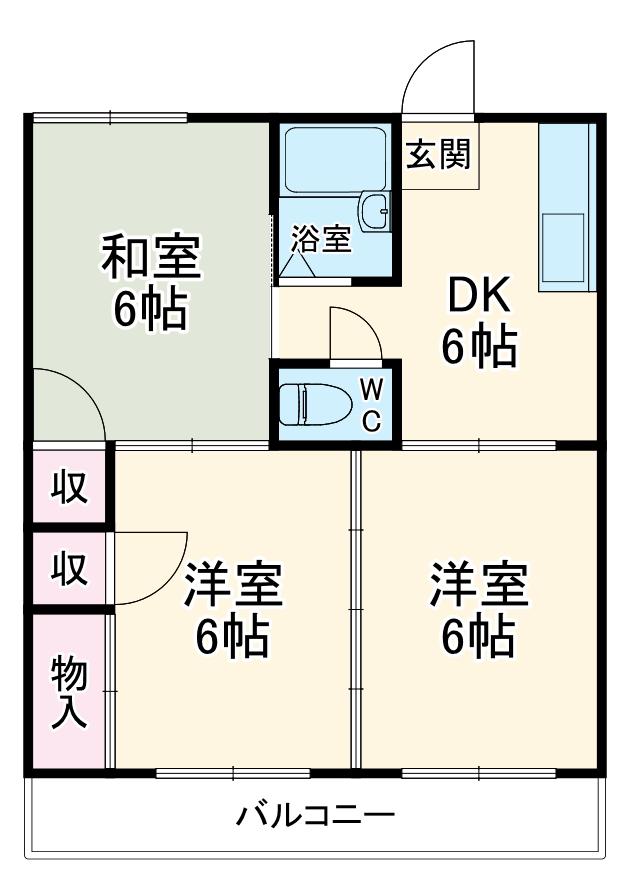 ガーデンハイツ遠部NO1(3DK/2階)の間取り写真