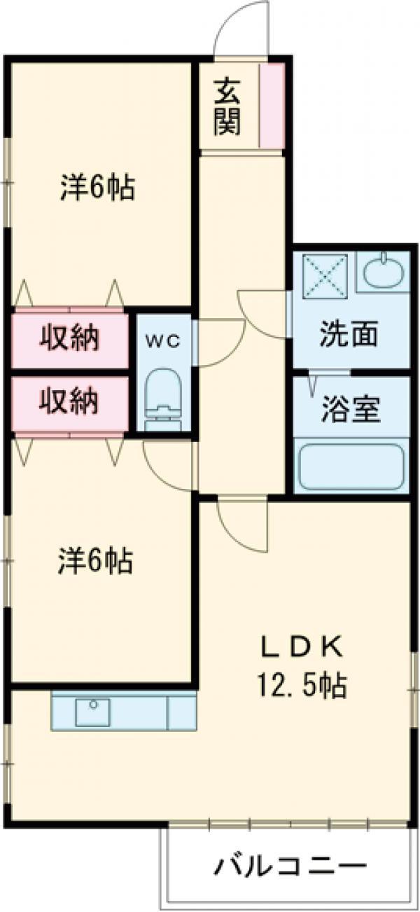 MIKIハイツⅡ-C(2LDK/1階)の間取り写真