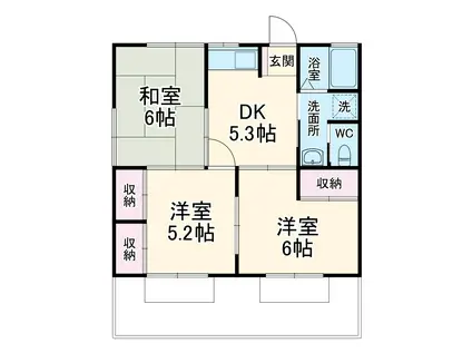 アイランドビレッジⅡ(3DK/1階)の間取り写真