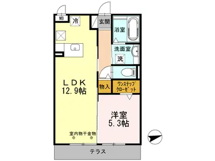 ラフィネ南町(1LDK/1階)の間取り写真