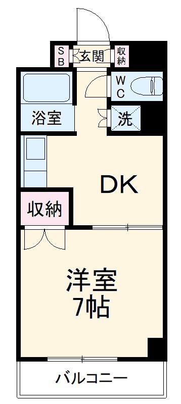ベルローズタキモト(1DK/2階)の間取り写真
