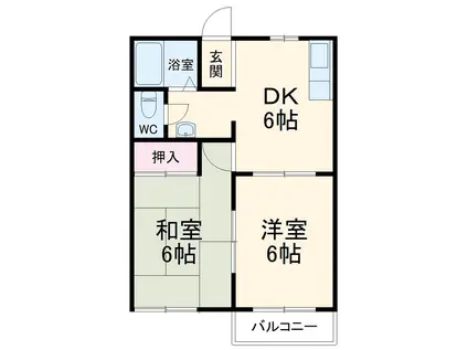 メゾン奥村Ⅱ(2DK/2階)の間取り写真