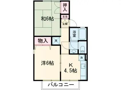 リビエールS(2K/1階)の間取り写真