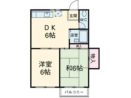 ポアール(2DK/2階)の間取り写真