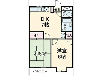 メゾンキャロット(2DK/2階)の間取り写真