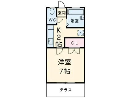 メゾンパンプキン(1K/2階)の間取り写真