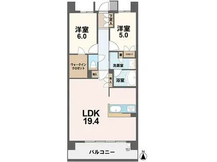 レーベンリヴァーレ高崎ディアレスト(2LDK/10階)の間取り写真