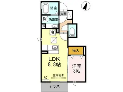 エスペランサD(1LDK/1階)の間取り写真