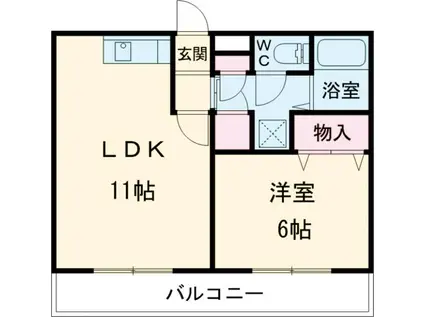 赤尾ハイツ井野(1LDK/1階)の間取り写真