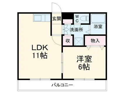 赤尾ハイツ井野(1LDK/2階)の間取り写真