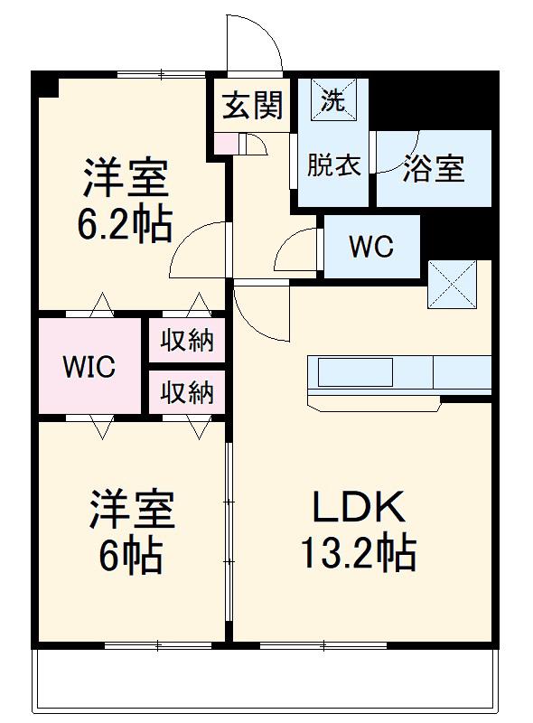 カームズ下林(2LDK/2階)の間取り写真
