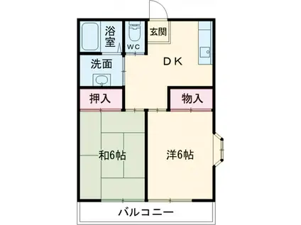 室岡マンション B(2DK/2階)の間取り写真