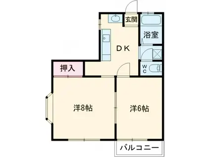 ゆあーずホーム剣崎 B棟(2DK/2階)の間取り写真