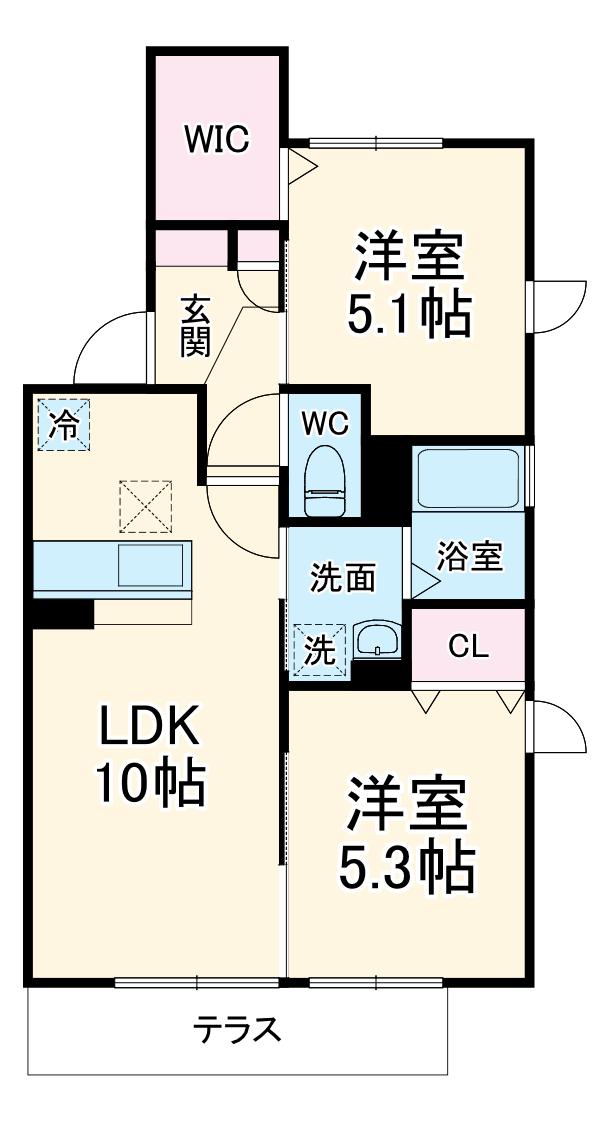 コンフォート湘南山手Ⅰ(2LDK/1階)の間取り写真