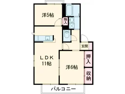 セレナーデ(2LDK/1階)の間取り写真