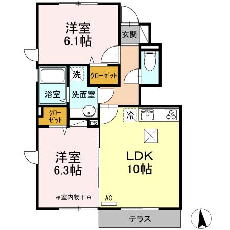 ブランプレアル(2LDK/1階)の間取り写真