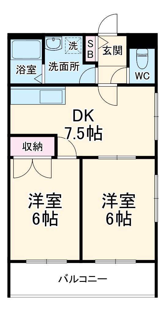 ステラマリス(2DK/1階)の間取り写真