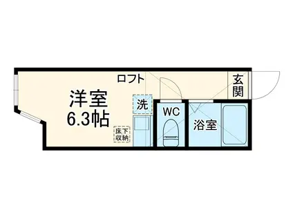 ユナイト田浦ベラクルス・メヒコ(ワンルーム/2階)の間取り写真
