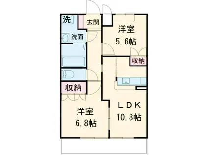 バルザック(2LDK/1階)の間取り写真