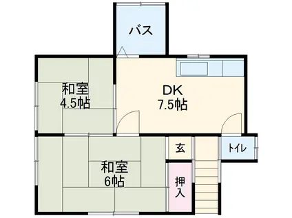 根倉アパート(2DK/2階)の間取り写真