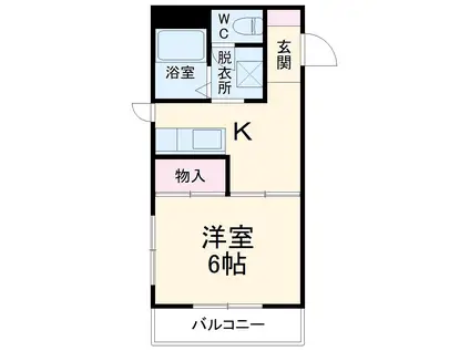 ガーデン美濃和A(1DK/3階)の間取り写真