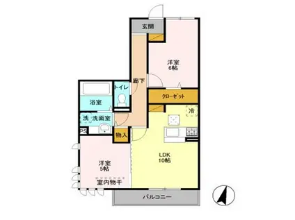 薬円台壱番館 C(2LDK/2階)の間取り写真