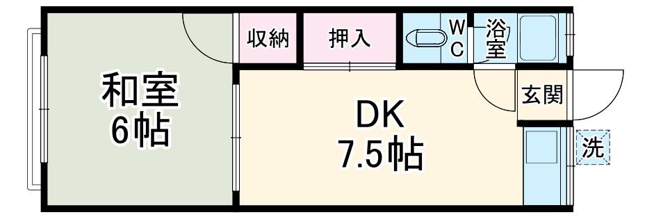 ハイム松下(1LDK/1階)の間取り写真