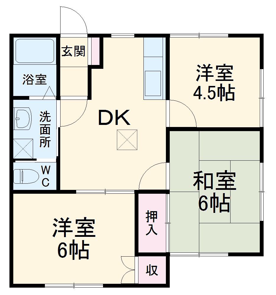 ナフコ1号棟(3LDK/2階)の間取り写真