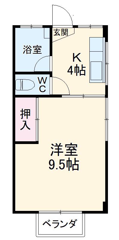 山和マンション(1K/2階)の間取り写真
