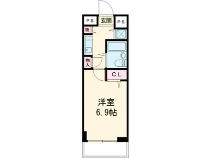 高崎鞘町シティハウス(1K/4階)の間取り写真