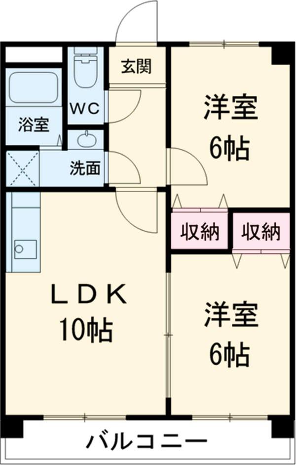 ニューソレイユつるしろ(2LDK/3階)の間取り写真