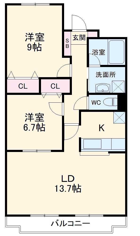 パークサイド高井(2LDK/1階)の間取り写真
