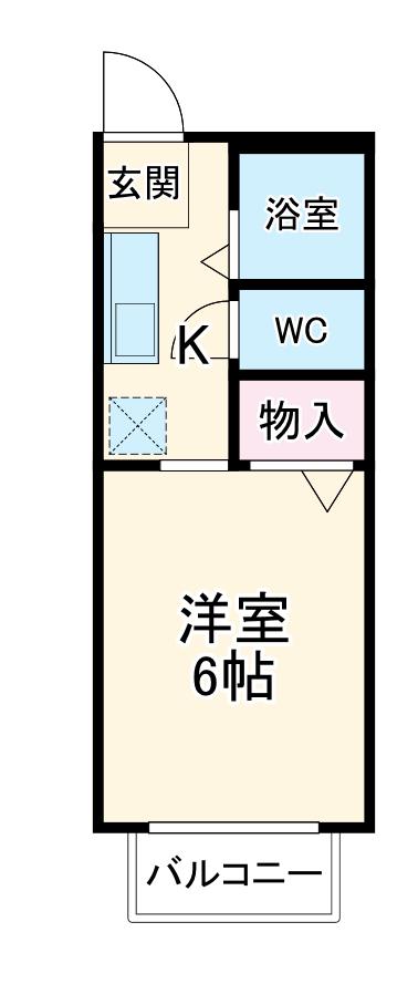 エスポワールⅠ(1K/2階)の間取り写真