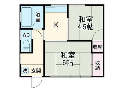 信越本線 群馬八幡駅 徒歩18分 1階建 築59年(2K)の間取り写真
