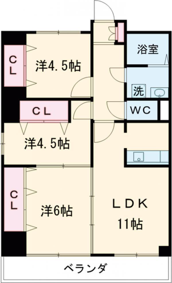 第2桜ハイツ(3LDK/4階)の間取り写真